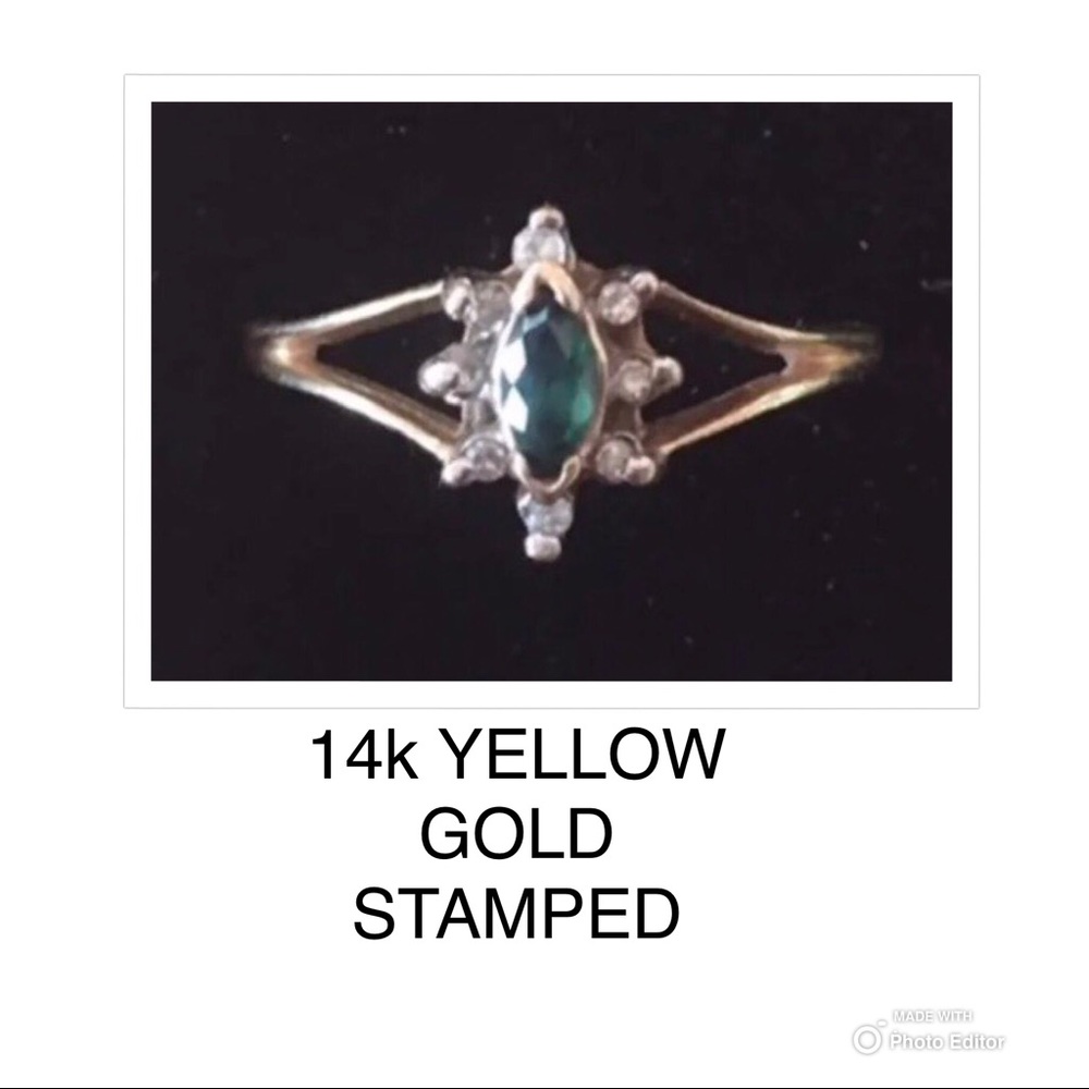 WOMENS RING 14K YELLOW GOLD MARQUEE CUT STAMPED
